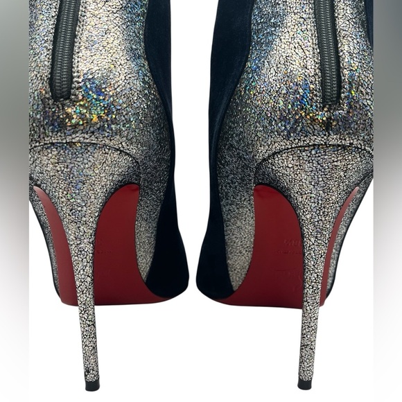 CHRISTIAN LOUBOUTIN Delicotte 100 Ankle Boots Navy Suede/Silver 38.5EU 8.5US - Picture 5 of 14